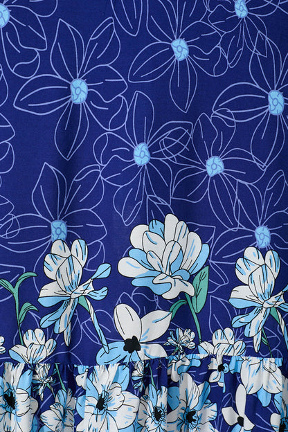 Carmella Maxi Dress in Blue Border Print