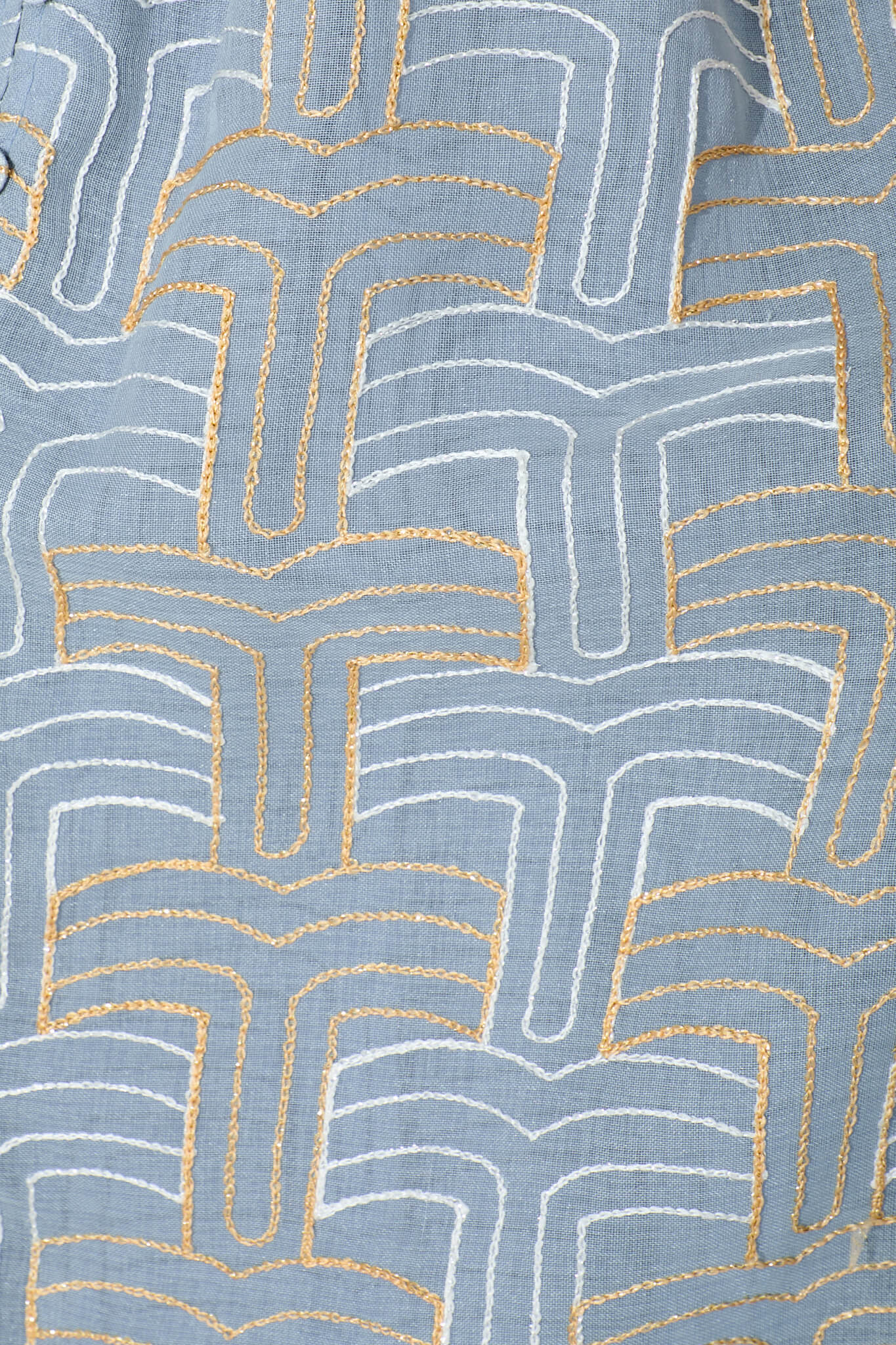 Evermore Midi Dress Dusty Blue with Lurex Embroidery