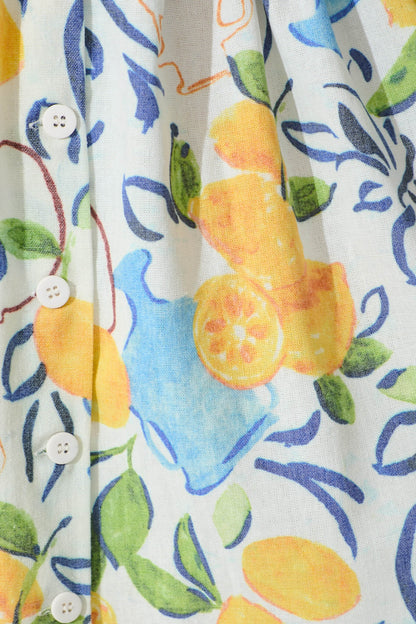 California Love Maxi Sundress In White With Lemon Print