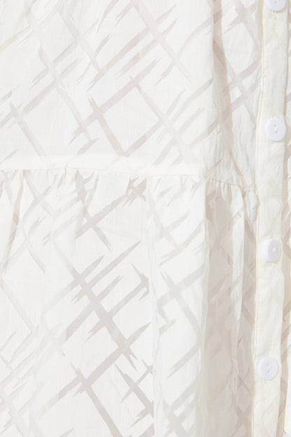 Quinette Shirt Dress in White Organza