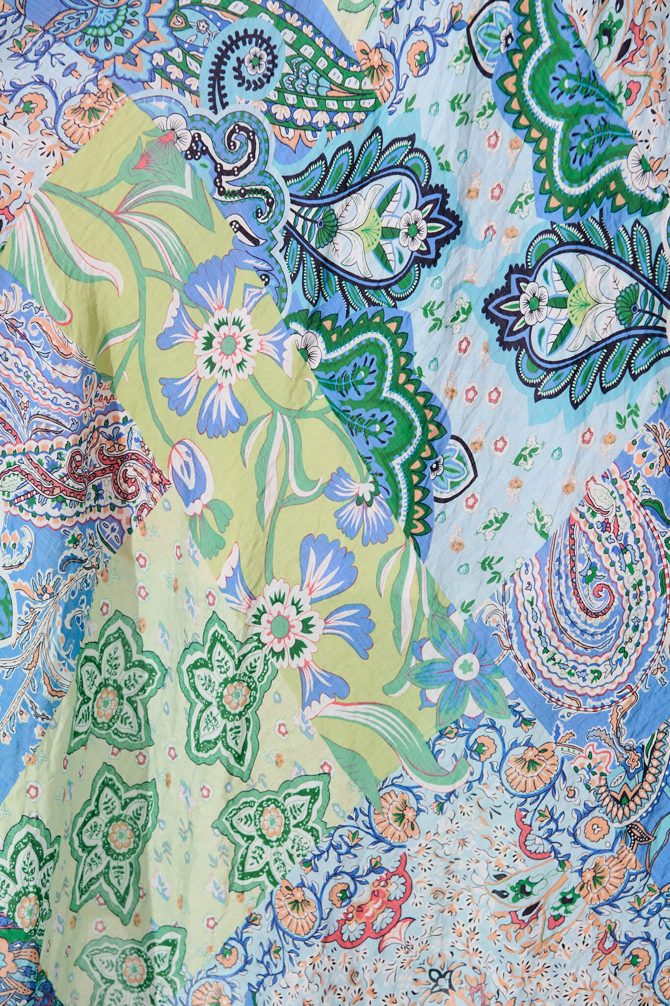 Talisse Maxi Skirt in Blue Multi Patchwork