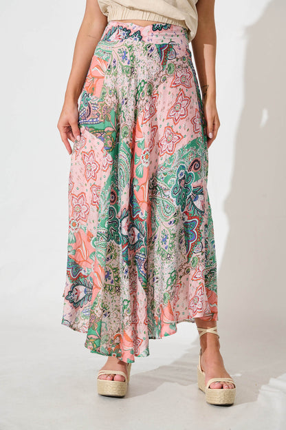 Talisse Maxi Skirt in Apricot Multi Patchwork