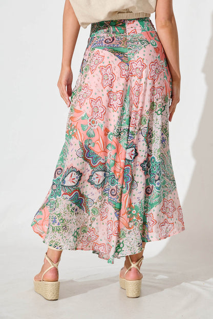 Talisse Maxi Skirt in Apricot Multi Patchwork