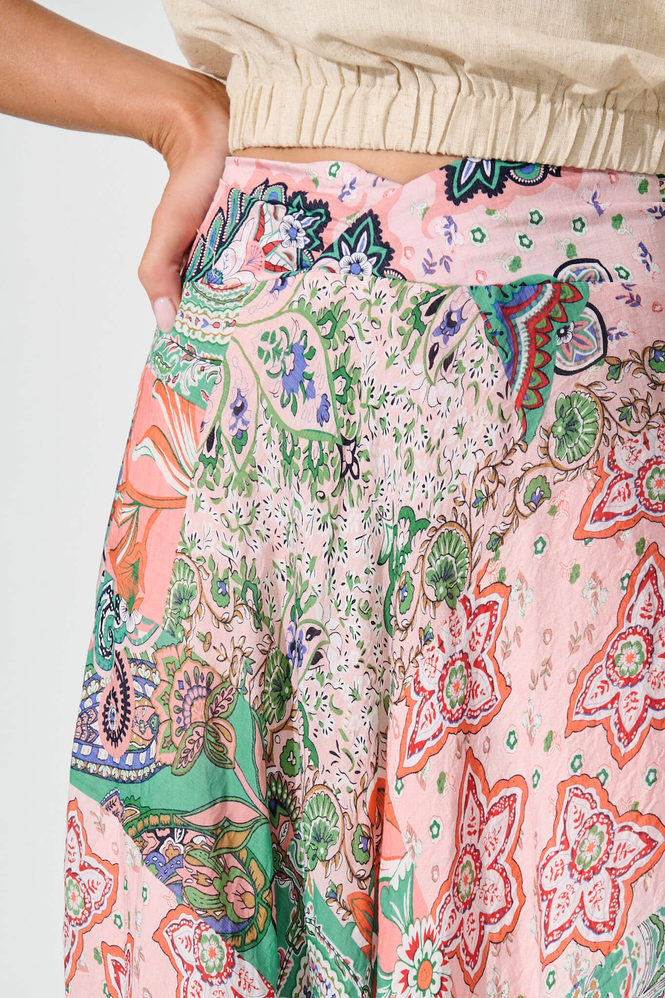 Talisse Maxi Skirt in Apricot Multi Patchwork