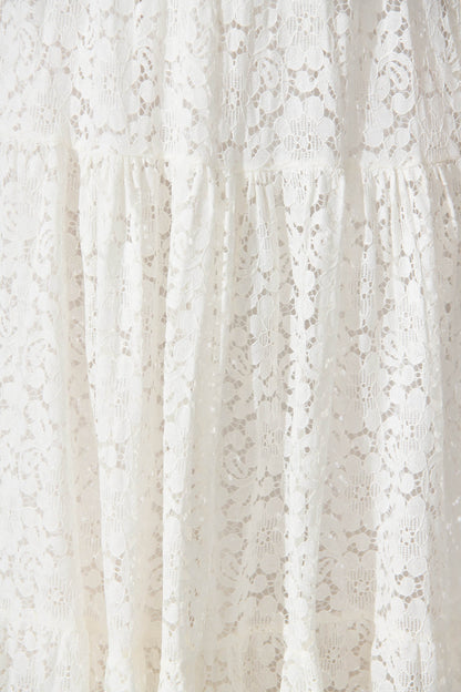 Augustus Midi Skirt in Cream Lace