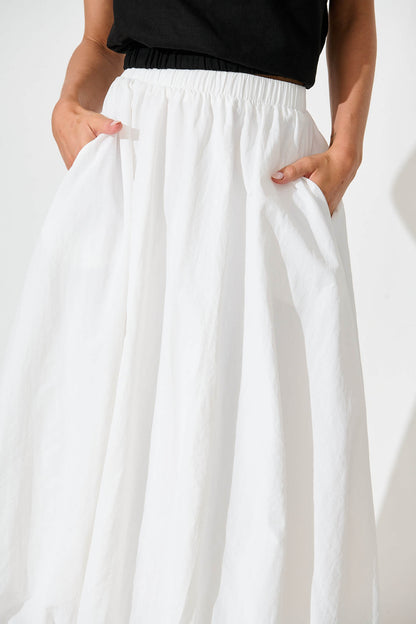The Kiss Bubble Hem Midi Skirt in White