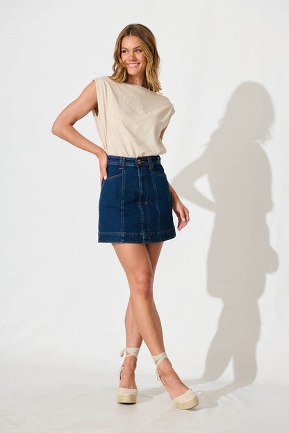 Ayanna Denim Skirt in Dark Blue