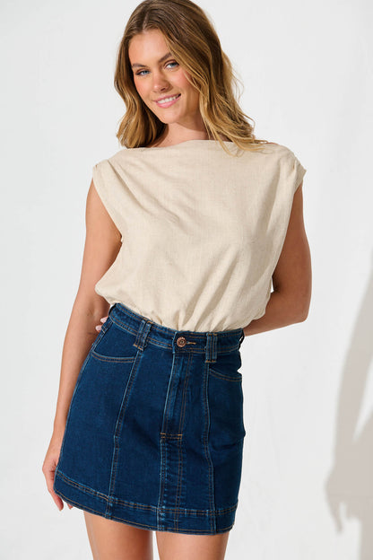 Ayanna Denim Skirt in Dark Blue