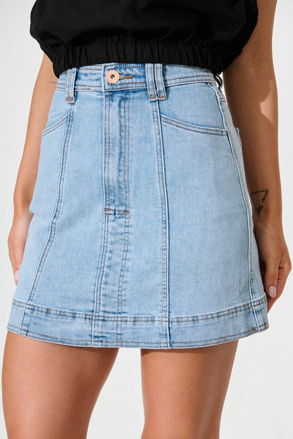 Ayanna Denim Skirt in Light Blue