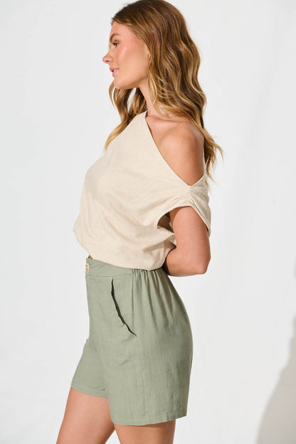 Alistair Shorts in Khaki Linen Blend