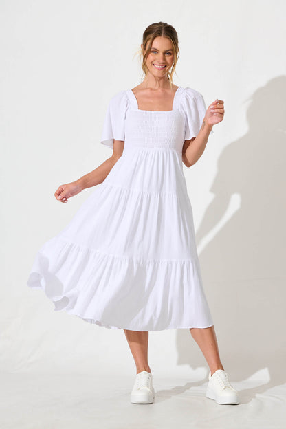 Akino Midi Dress in White