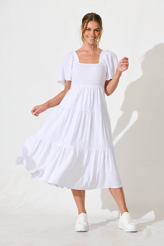 Akino Midi Dress in White