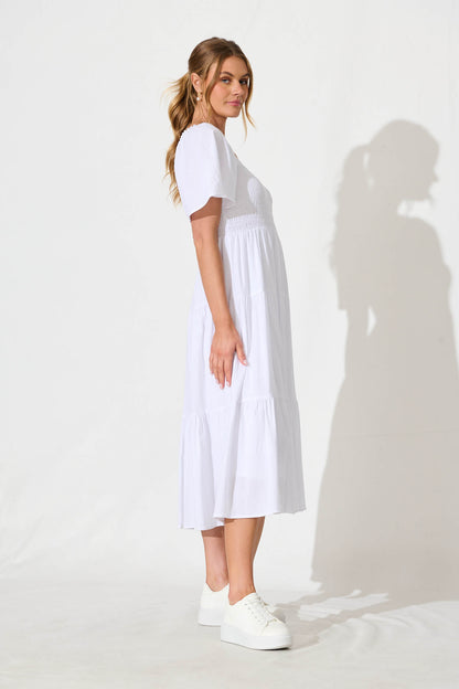 Akino Midi Dress in White