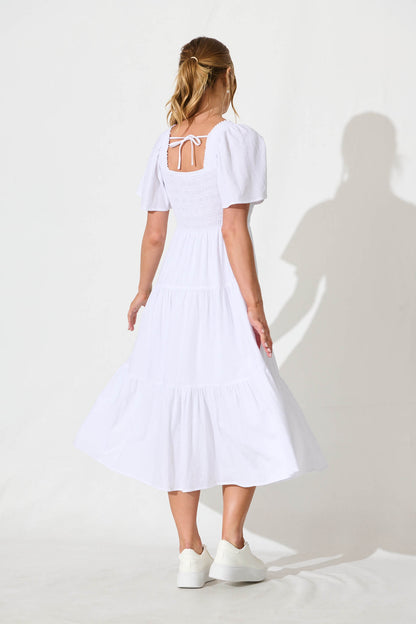 Akino Midi Dress in White