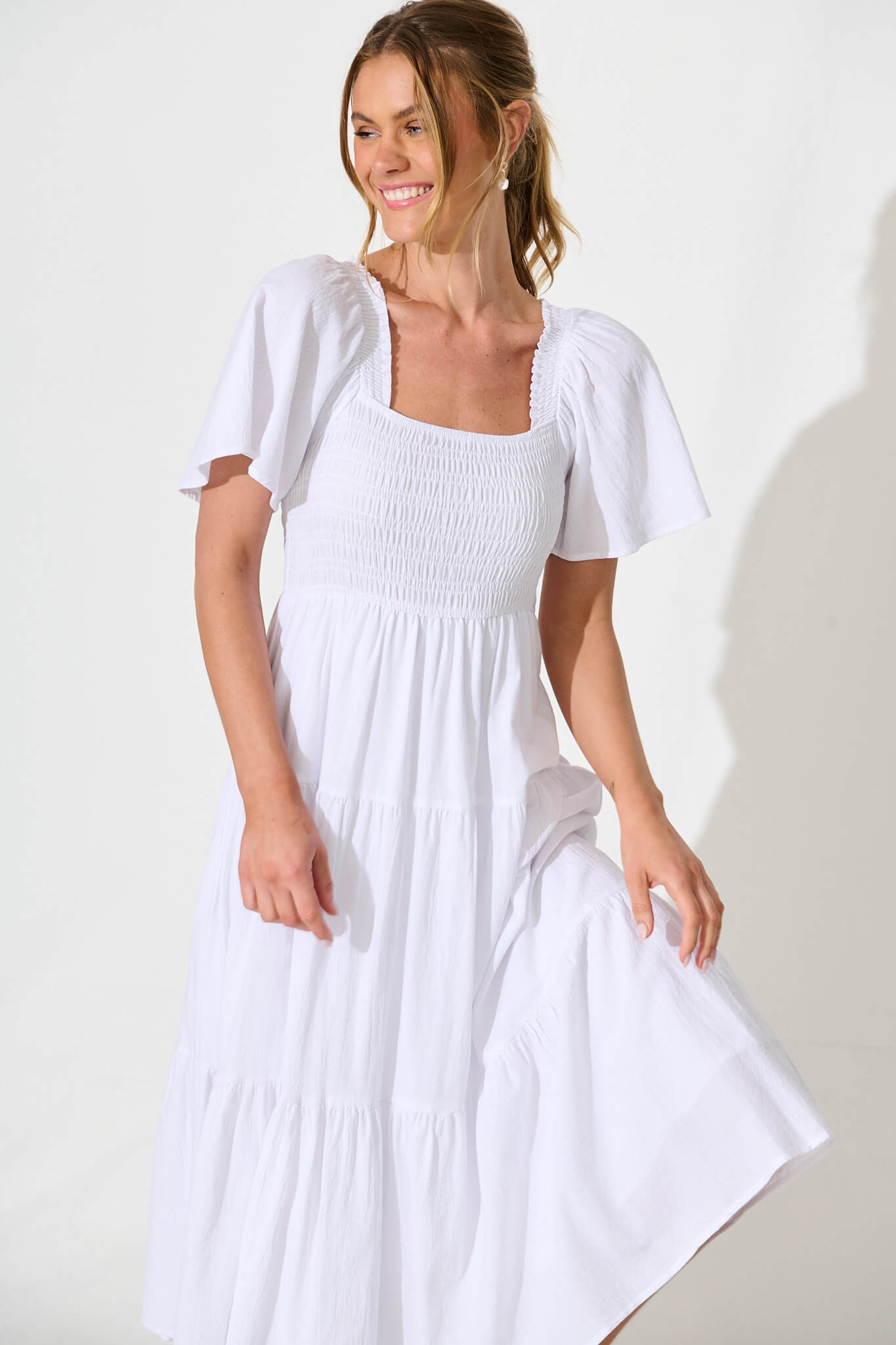 Akino Midi Dress in White