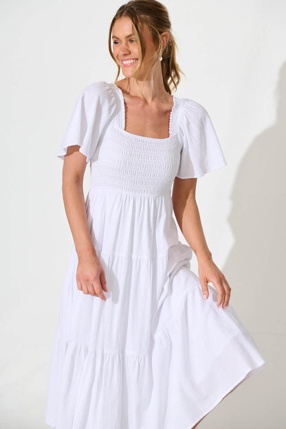 Akino Midi Dress in White