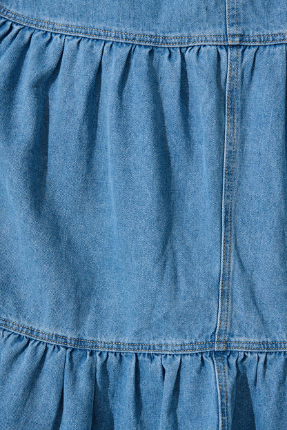 Aisha Maxi Skirt In Mid Blue Denim