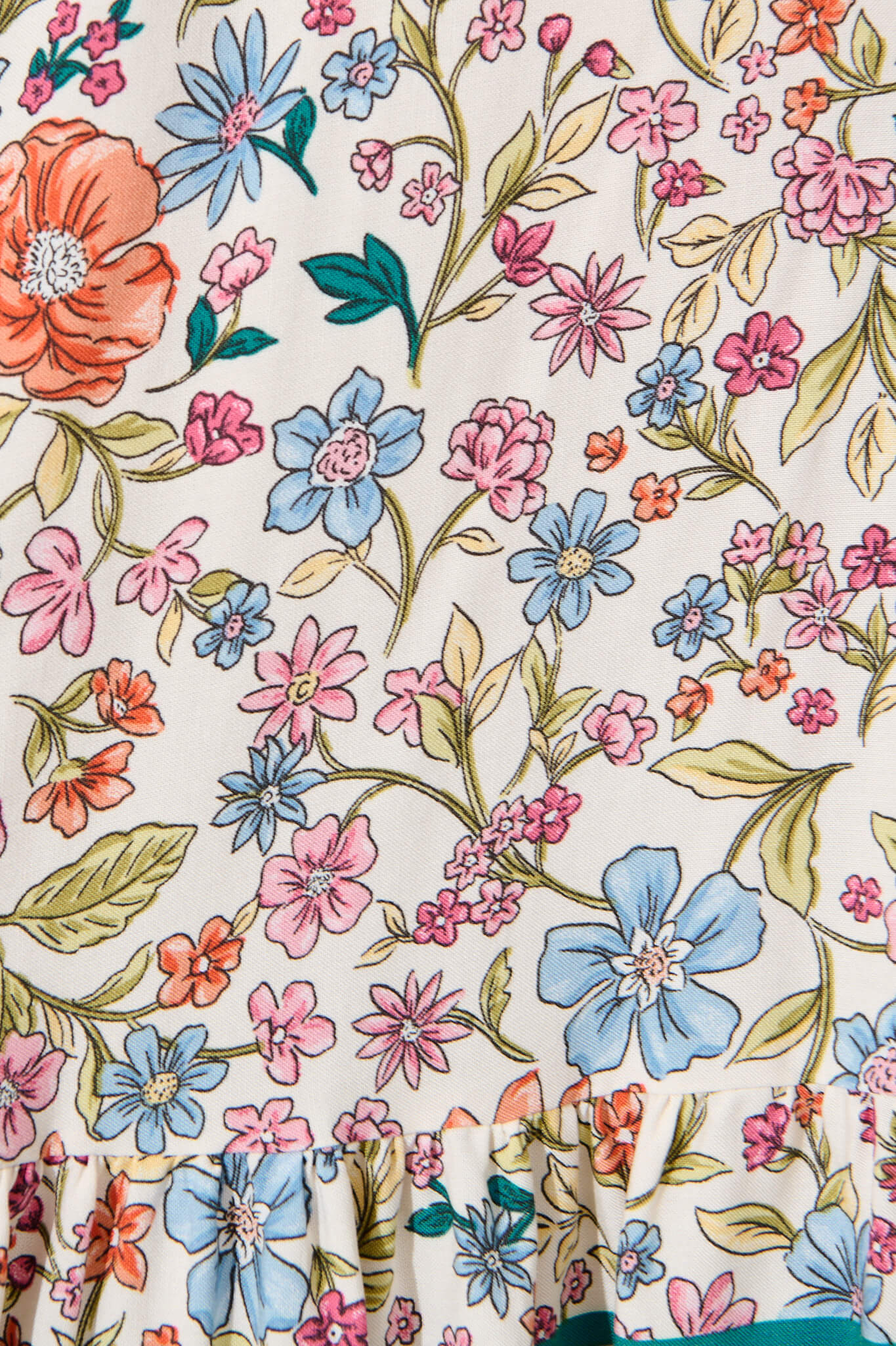 Kimbra Dress in White with Multi Floral Border Print