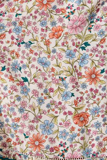 Malibu Maxi Skirt in White with Multi Floral Border Print