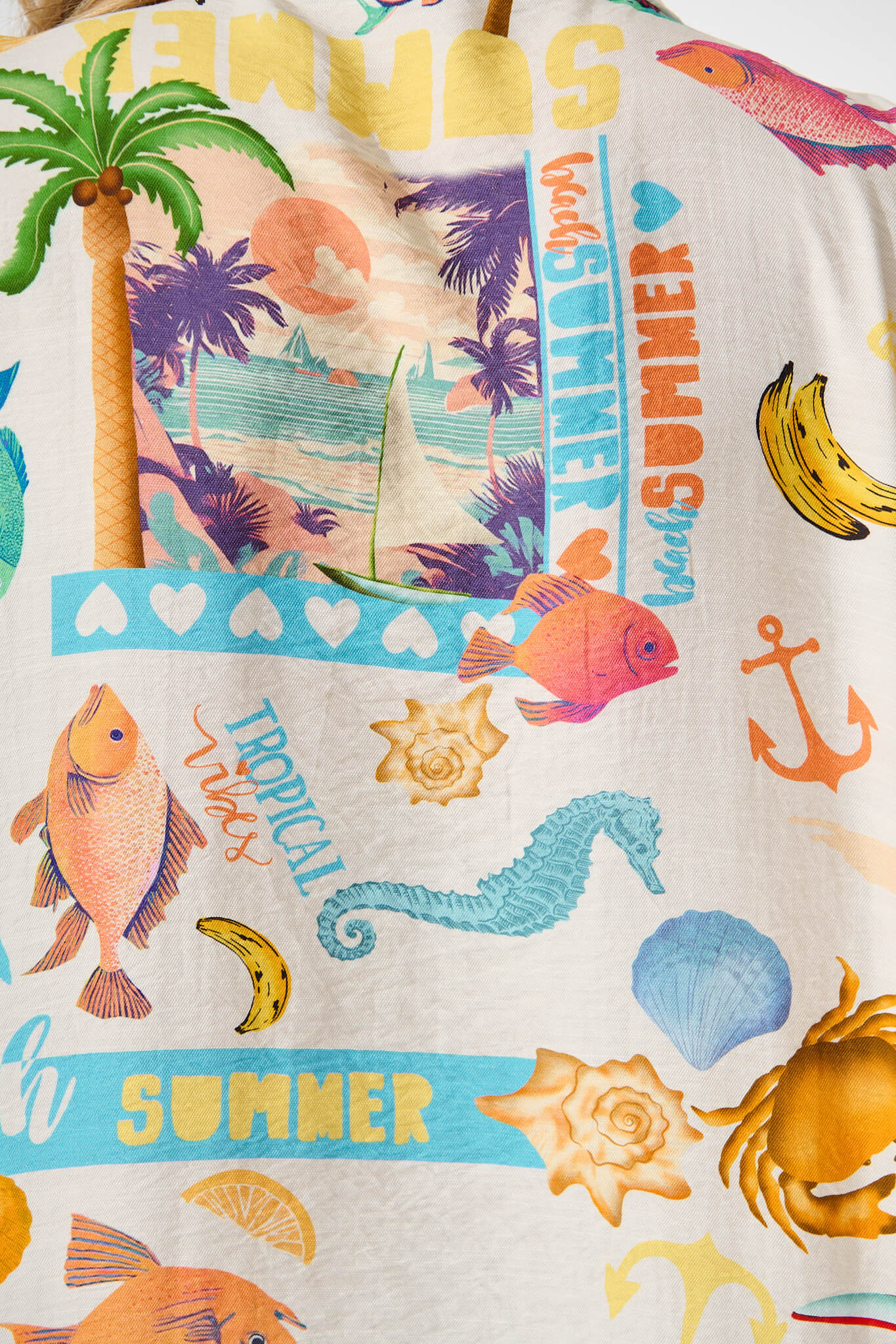 Columbia Shirt In Cream With Multi Summer Print