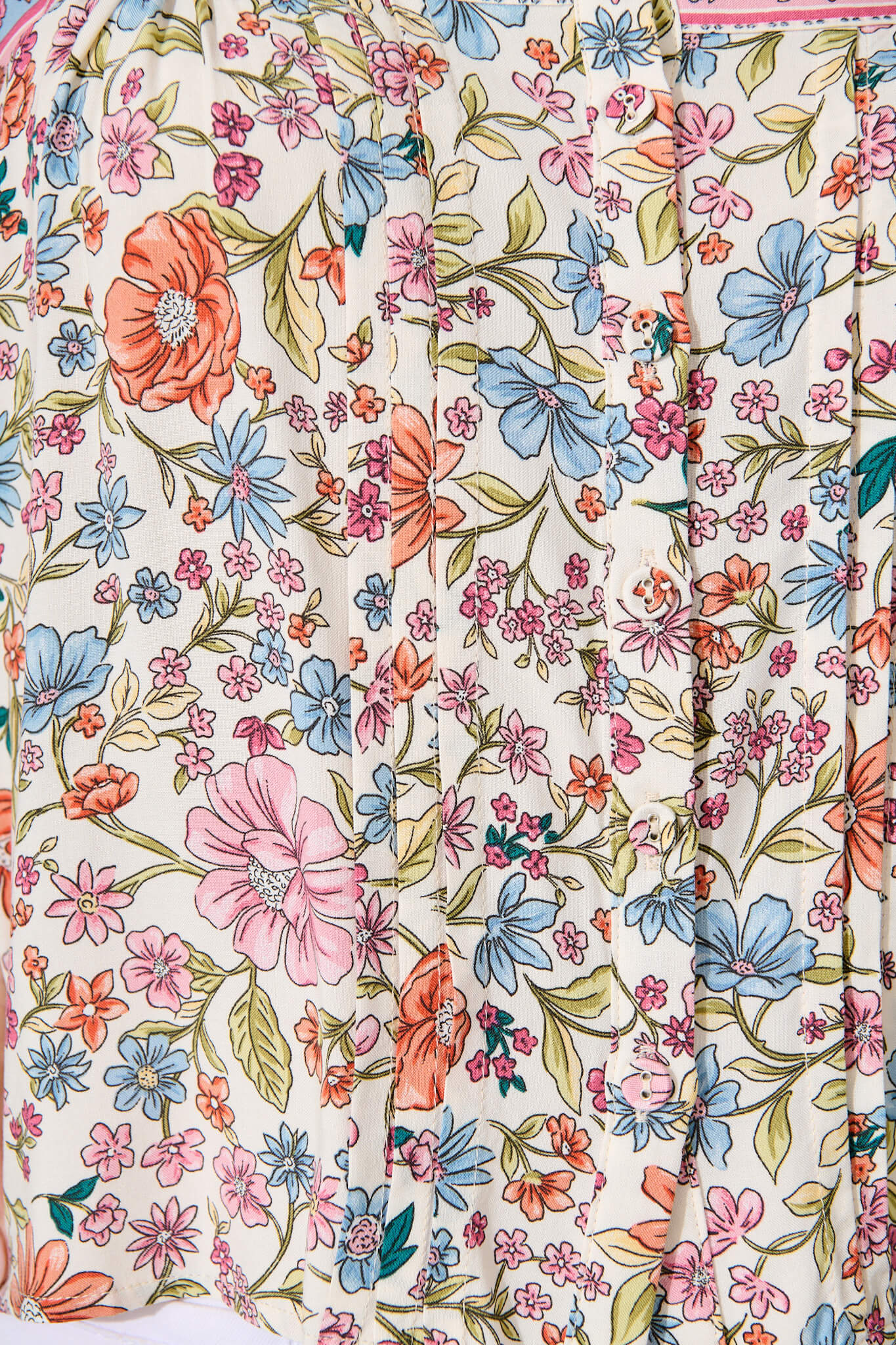 Liliana Cami Top In White with Multi Floral Border Print