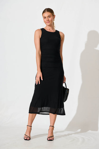 Motley Maxi Dress in Black Mesh