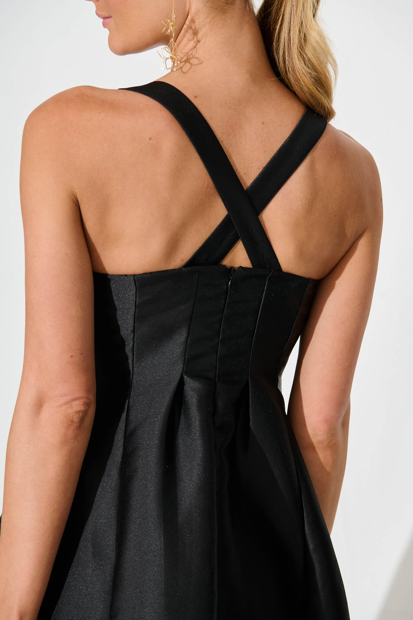 Maricelle Midi Dress In Black Sateen