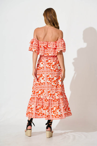 Lula Maxi Dress In Red Print Cotton