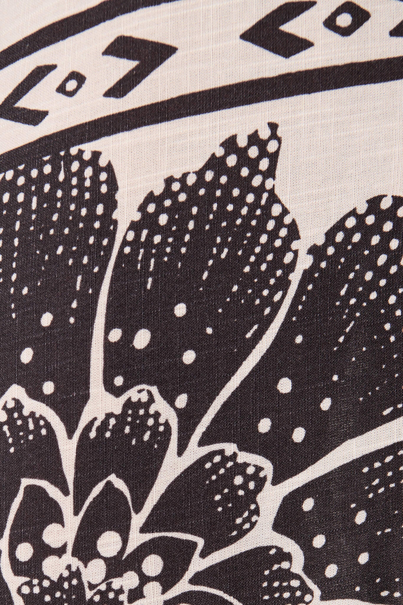 Eira Maxi Shirt Dress in Beige with Black Flower Linen Blend