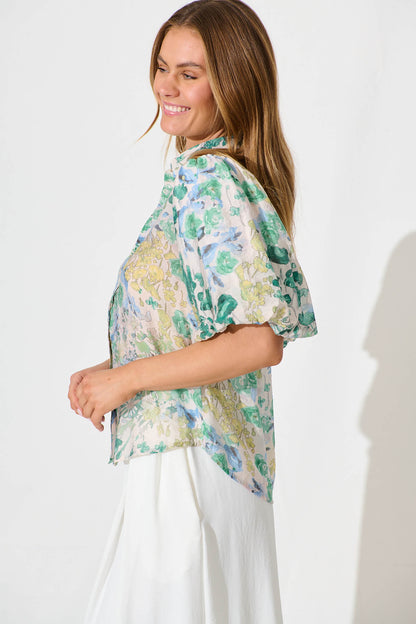 Aeryn Shirt In Green Vintage Floral