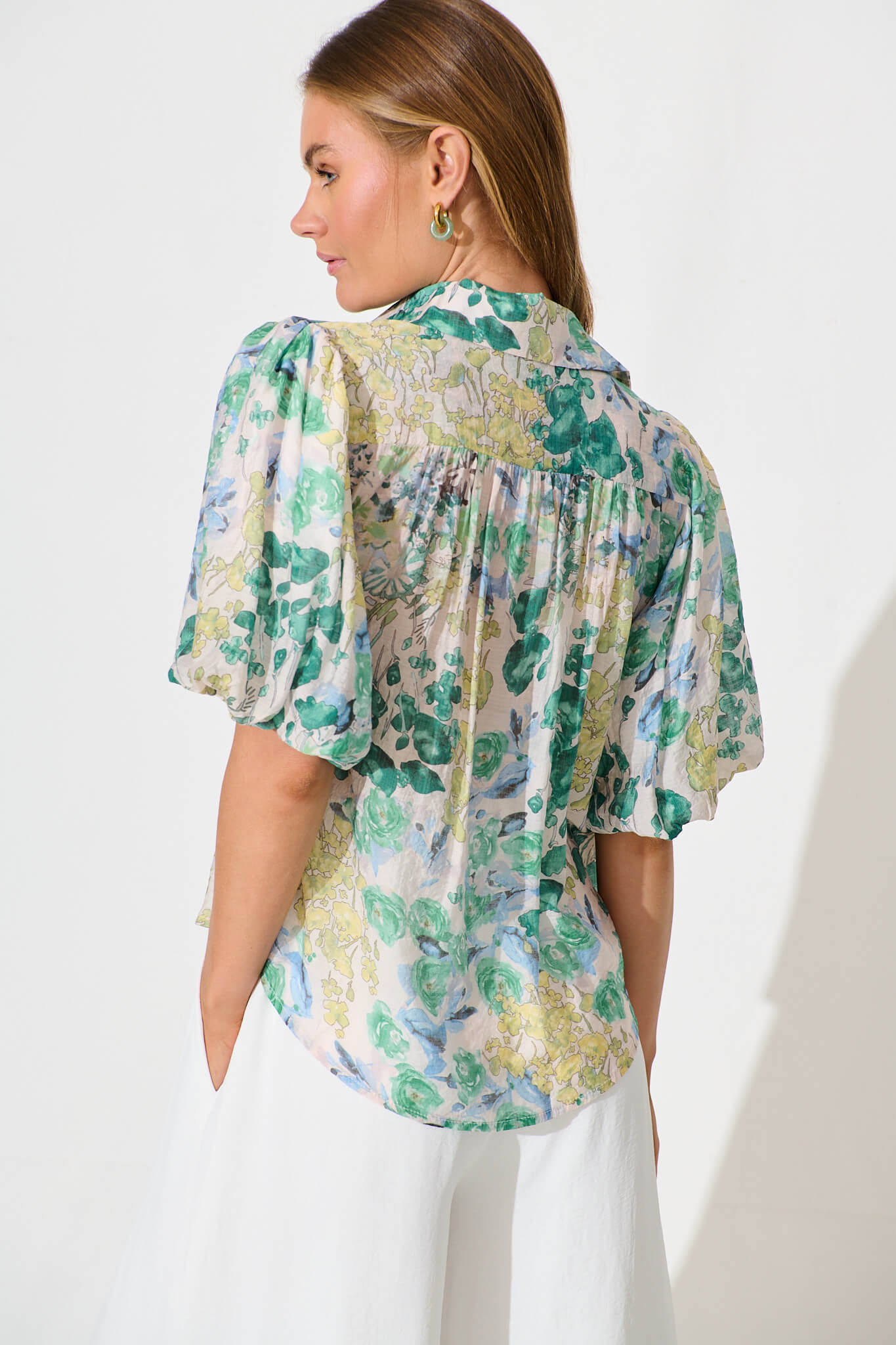 Aeryn Shirt In Green Vintage Floral