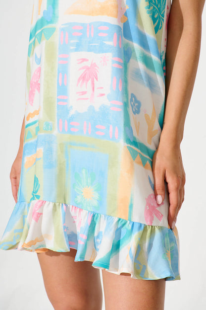 Alida Dress In Bright Multi Patchwork