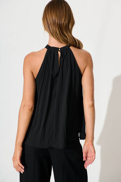 Roxie Top in Black Pleated Chiffon