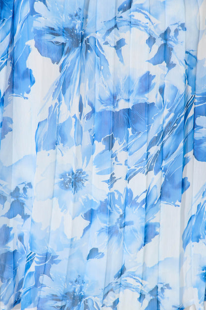 Roxie Top in White and Blue Floral Chiffon