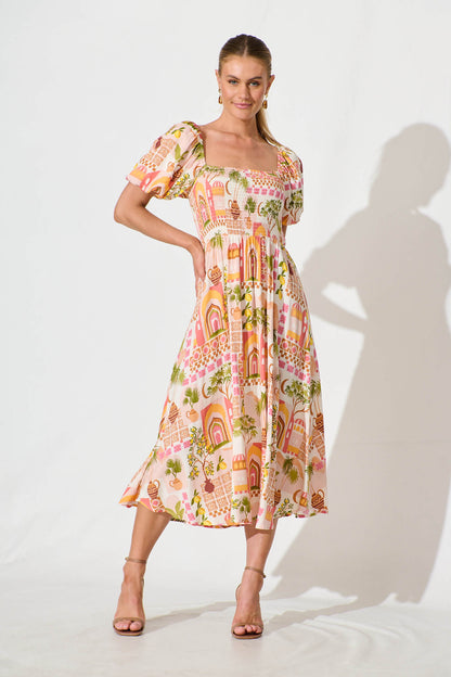 Mariam Midi Dress in Multi Print