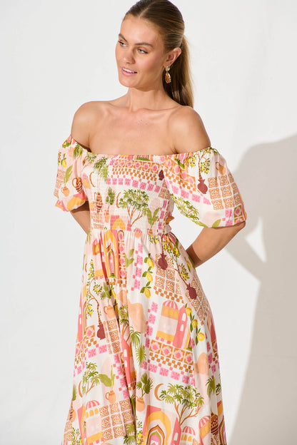 Mariam Midi Dress in Multi Print