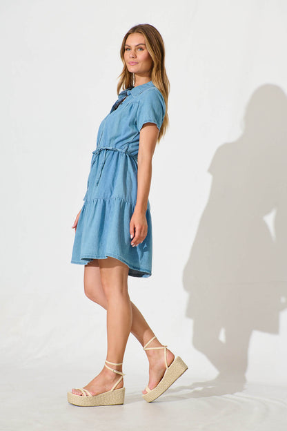 Parisa Dress in Mid Blue Denim