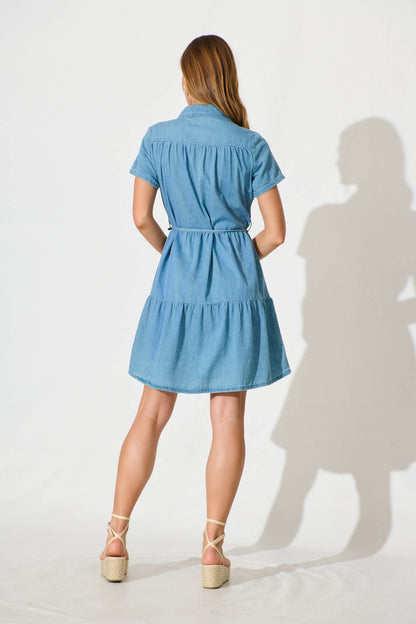 Parisa Dress in Mid Blue Denim