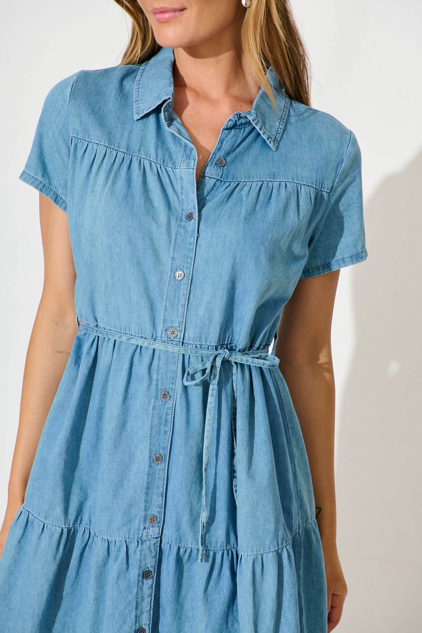 Parisa Dress in Mid Blue Denim