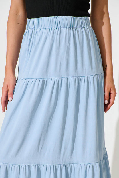 Seren Maxi Skirt in Light Blue Denim