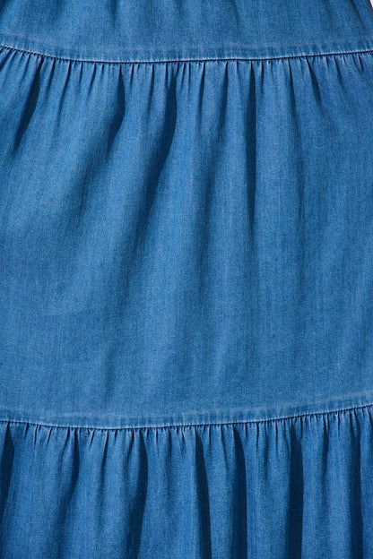 Seren Maxi Skirt in Mid Blue Denim