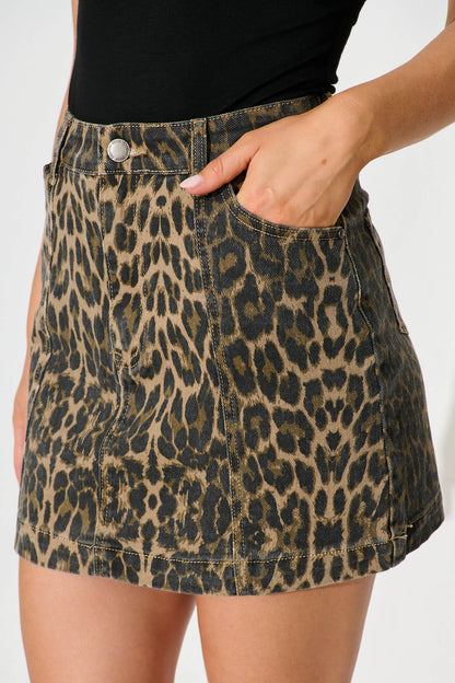 Davy Skirt In Leopard Denim