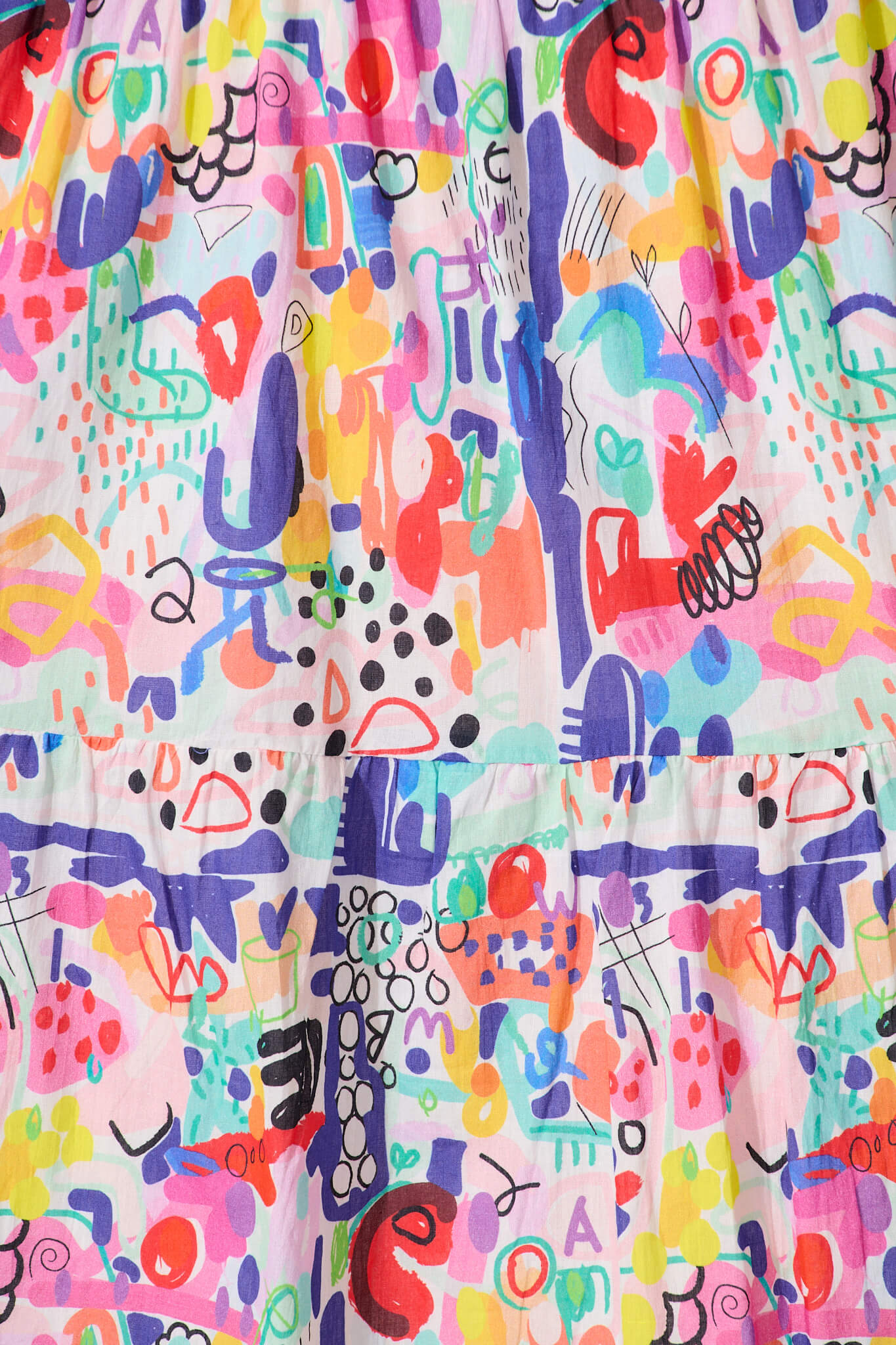 Imane Smock Dress in White with Multi Print