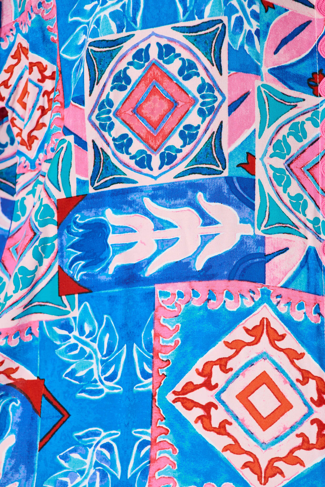 Dream Girl Shirt in Pink and Blue Multi with Ric Rac Trim