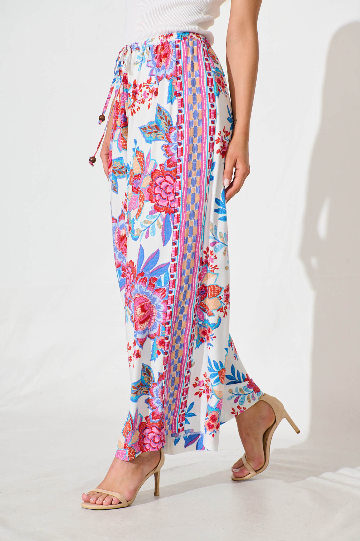 Romeo Pant in Pink Multi Floral Border Print