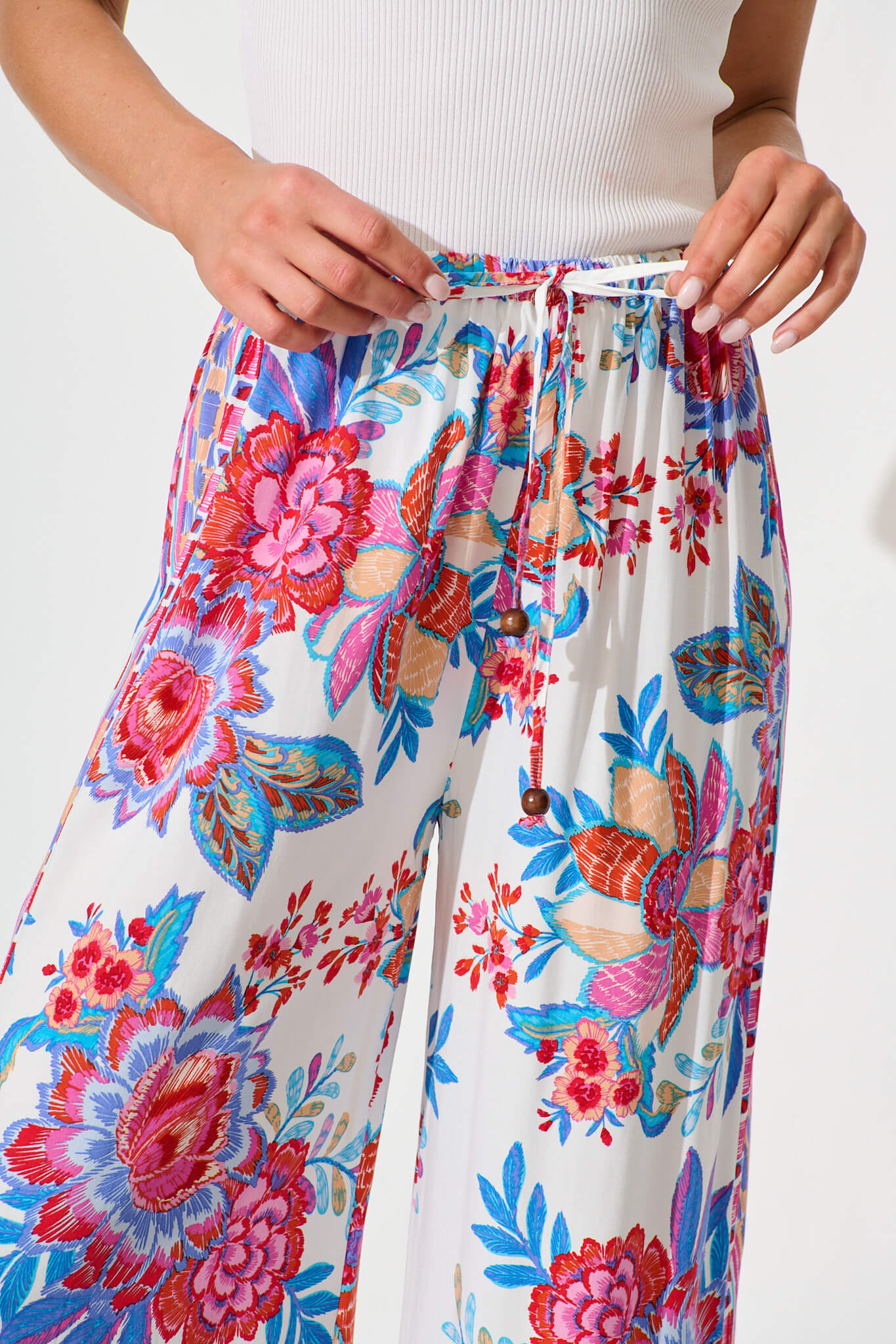 Romeo Pant in Pink Multi Floral Border Print