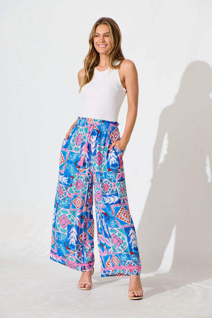 Sweet Dream Pant in Pink and Blue Multi with Ric Rac Trim