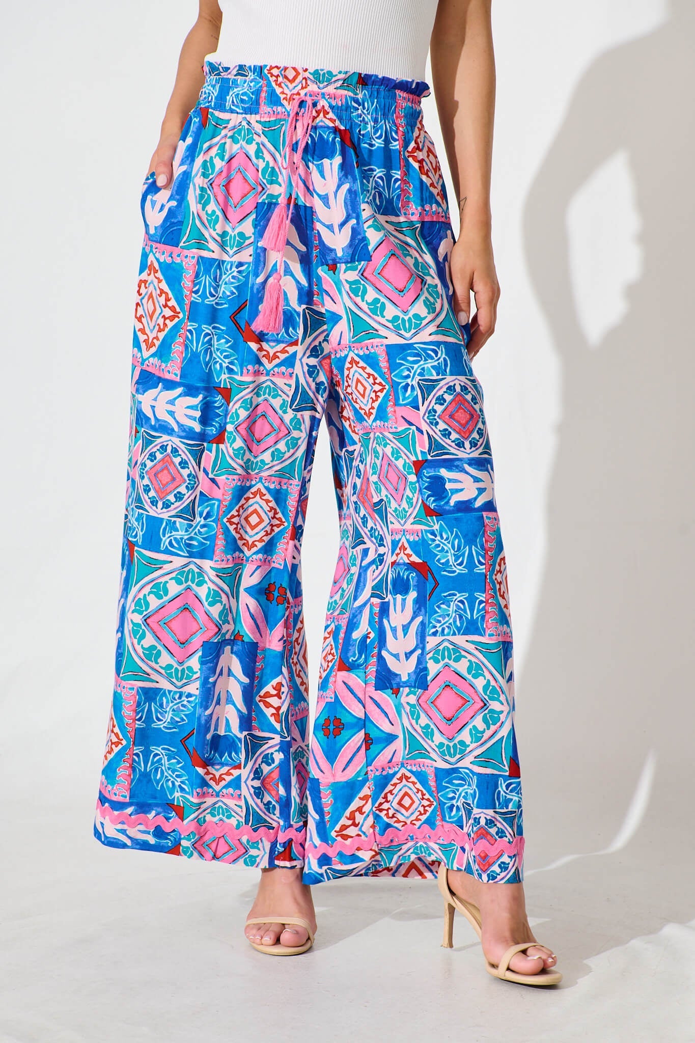 Sweet Dream Pant in Pink and Blue Multi with Ric Rac Trim