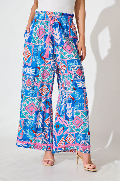 Sweet Dream Pant in Pink and Blue Multi with Ric Rac Trim