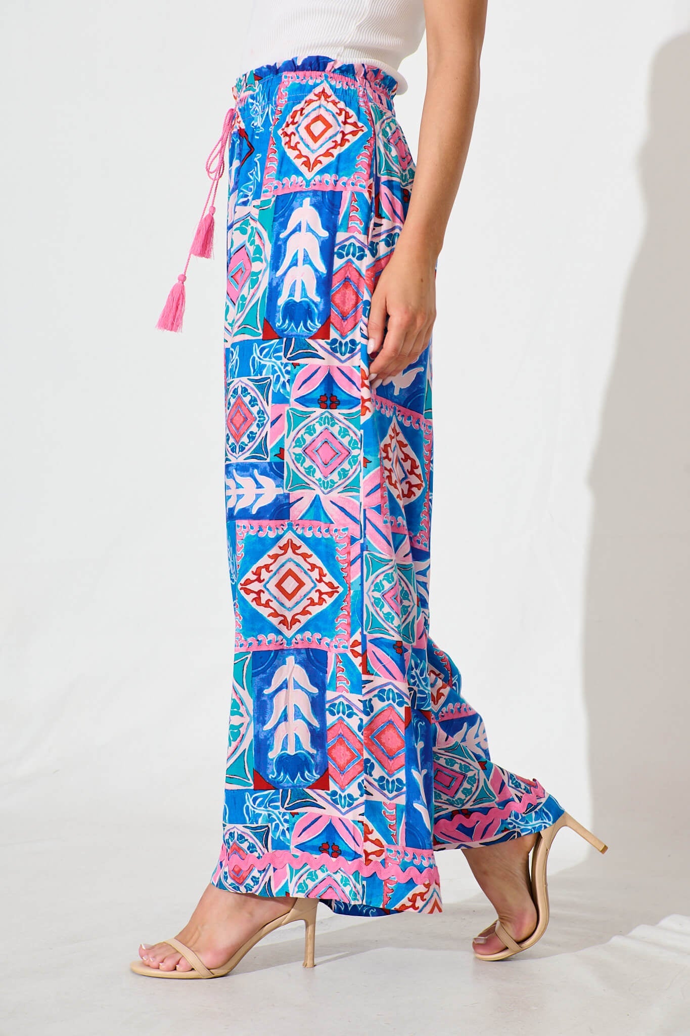 Sweet Dream Pant in Pink and Blue Multi with Ric Rac Trim